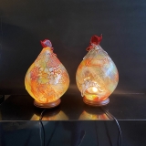 y16373-藝術玻璃-五行雞燈一對 (公雞、母雞) 水晶飾品系列 桌燈